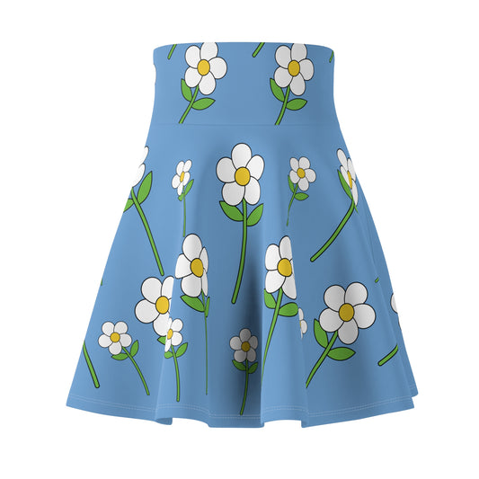 Daisy Flower Floral Flare Skater Skirt | LIGHT BLUE