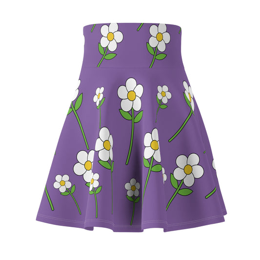 Daisy Flower Floral Flare Skater Skirt | LIGHT PURPLE