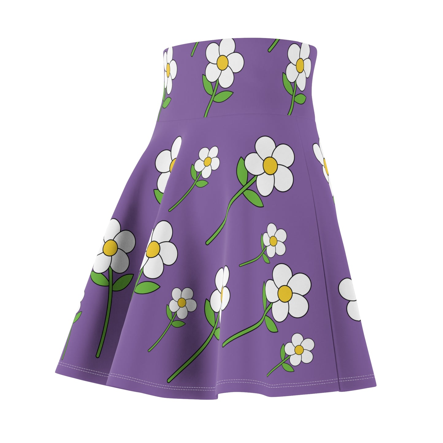 Daisy Flower Floral Flare Skater Skirt | LIGHT PURPLE