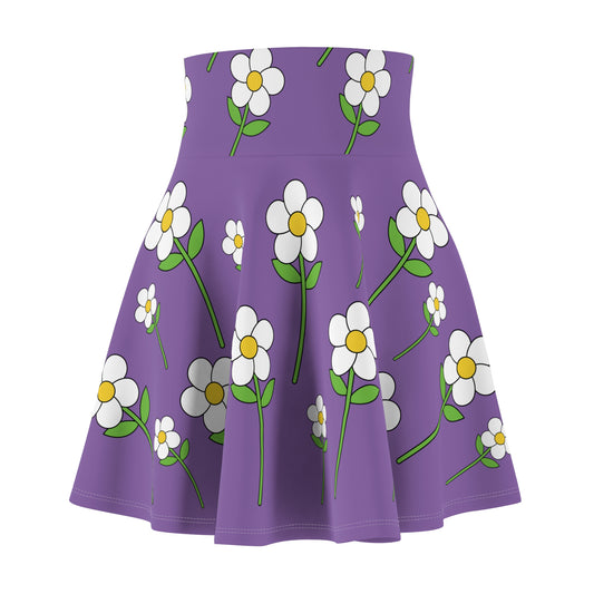 Daisy Flower Floral Flare Skater Skirt | LIGHT PURPLE