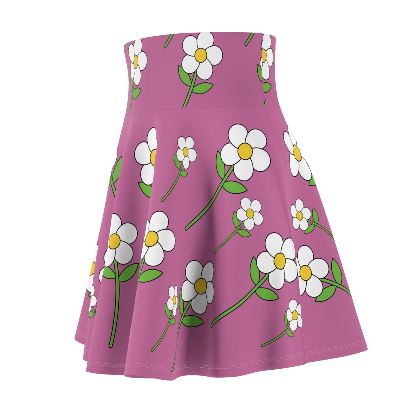 Daisy Flower Floral Flare Skater Skirt | LIGHT PINK