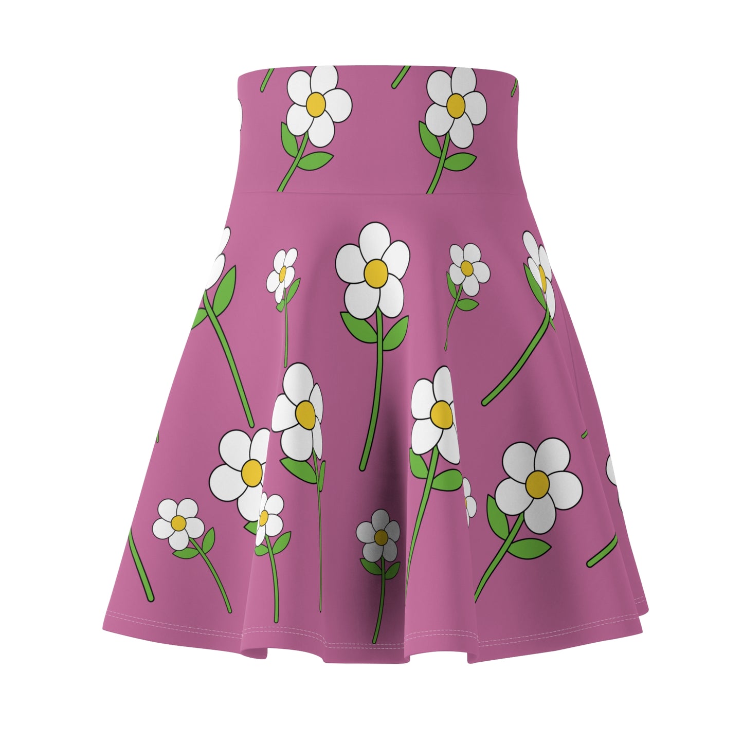 Daisy Flower Floral Flare Skater Skirt | LIGHT PINK