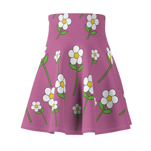 Daisy Flower Floral Flare Skater Skirt | LIGHT PINK