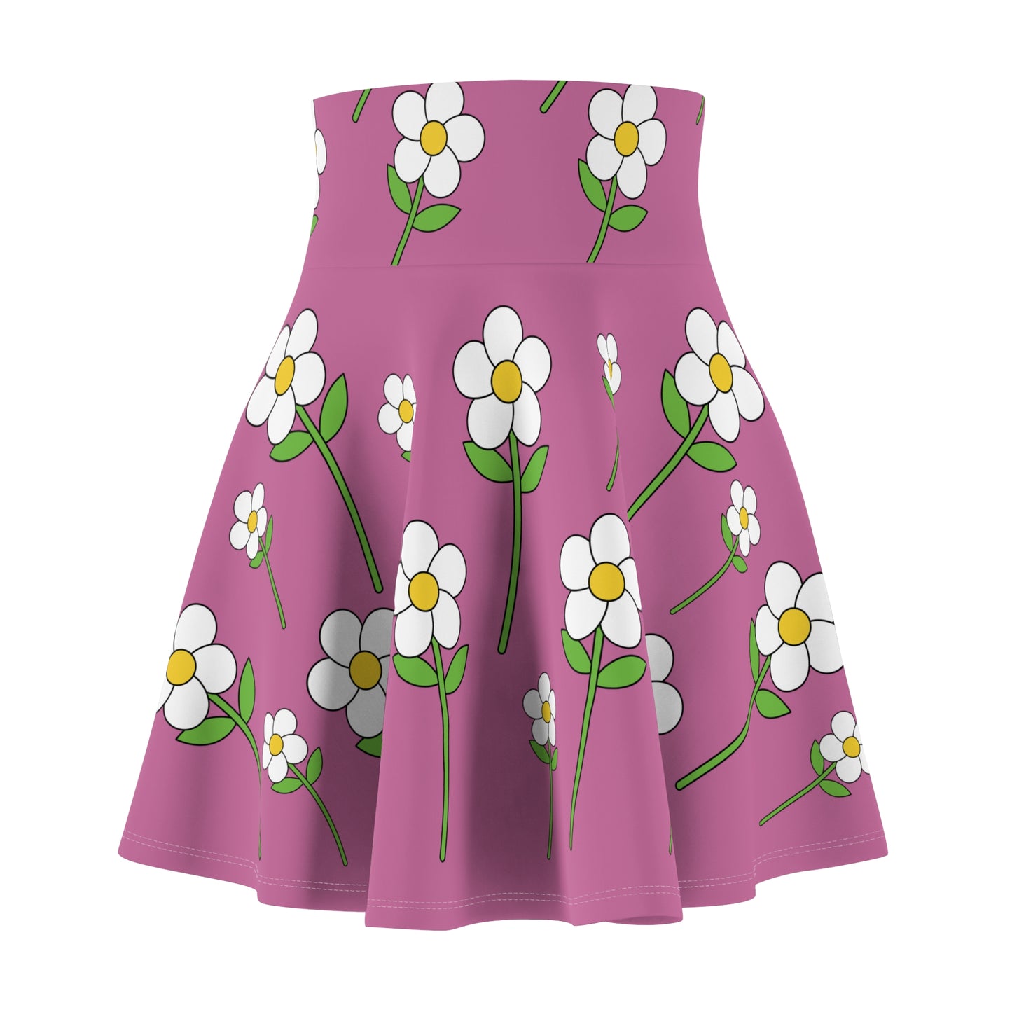 Daisy Flower Floral Flare Skater Skirt | LIGHT PINK