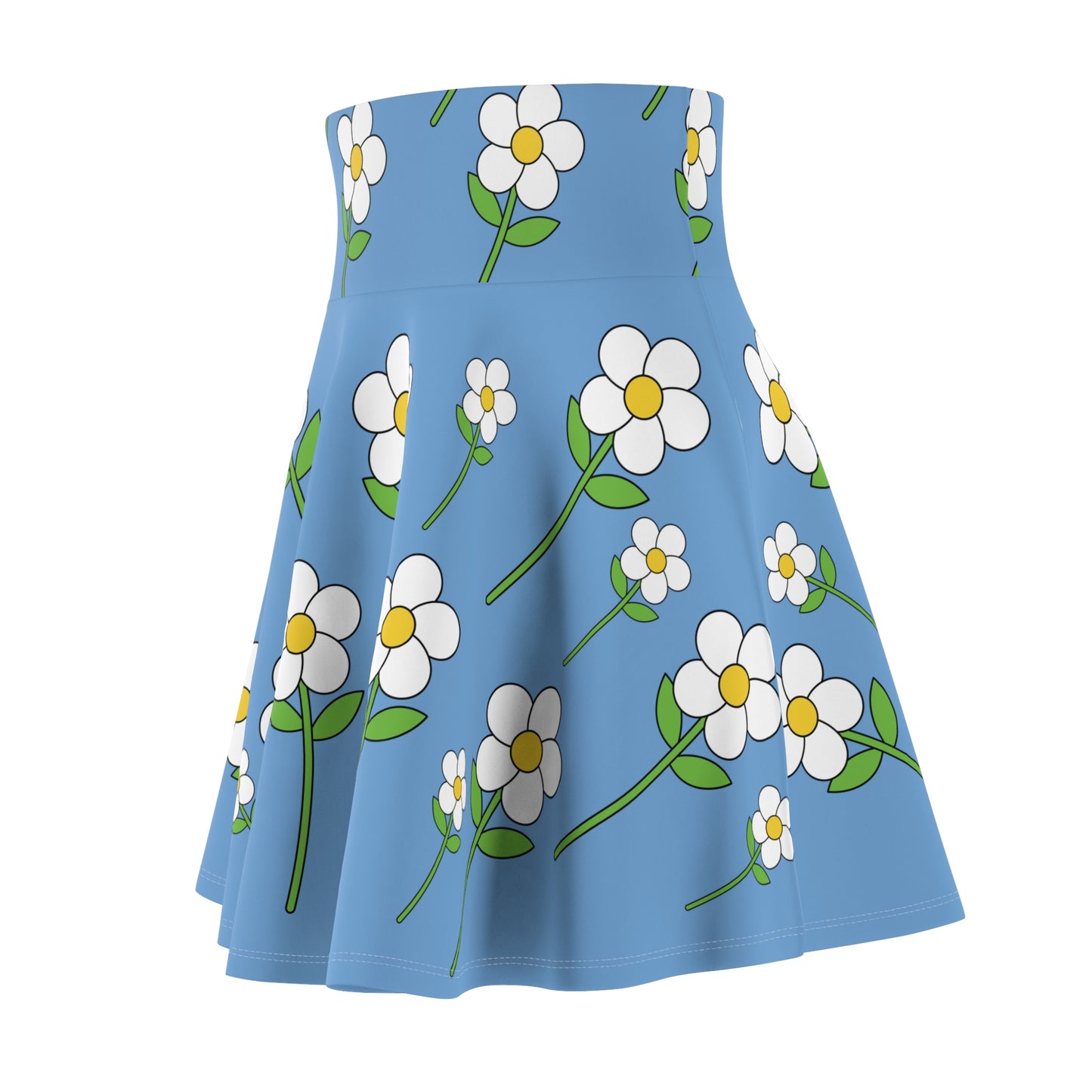 Daisy Flower Floral Flare Skater Skirt | LIGHT BLUE