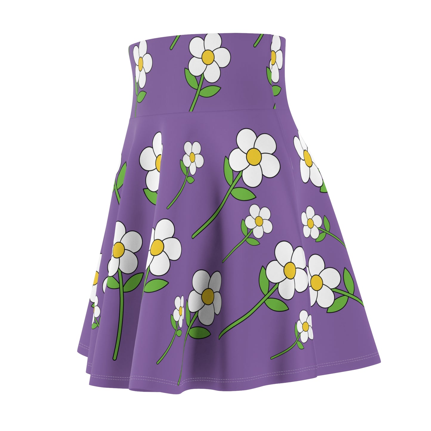Daisy Flower Floral Flare Skater Skirt | LIGHT PURPLE